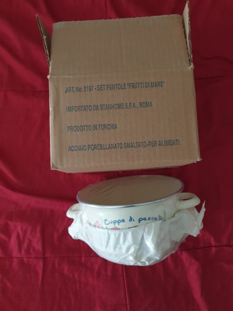 2 pentole smaltate "zuppa pesce" NUOVE 20 cm diam
