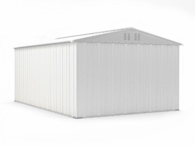 Box in Acciaio Zincato Casetta da Giardino in Lamiera 3.27 x 4.59 m x h2.17 m - 201 KG – 15,01 metri quadri – BIANCO - Foto 4