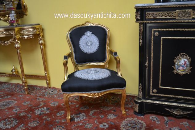Coppia poltrone dorate stile Luigi XV - Foto 3