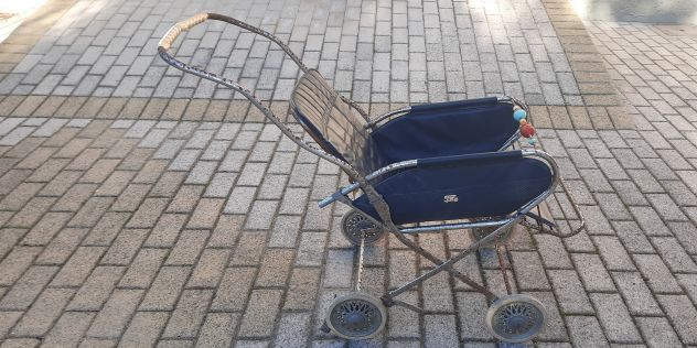 PASSEGGINO PEG BLU VINTAGE ANNI ‘60 / ‘70,SCHIENALE REGOLABILE, USATO - Foto 5