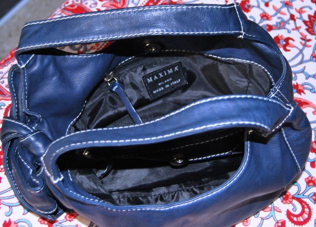 borsa donna blu maxima pelle - Foto 4