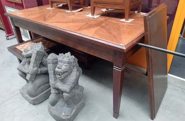 GRANDE TAVOLO ANTIQUARIATO INGLESE COUNTRY ALLUNGABILE SINO A 290 CM x 99 CM - Foto 3