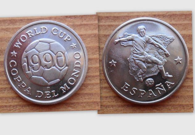 GETTONE COPPA DEL MONDO DI CALCIO 1990 SVOLTOSI IN ITALIA-SPAGNA ESPANA IN fdc -