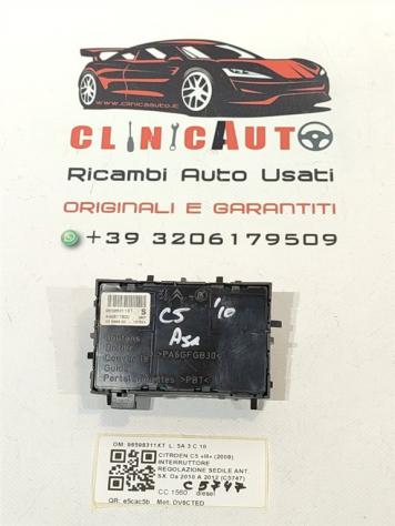 INTERRUTTORE PULSANTE REGOLATORE SEDILE SX CITROEN C5 Berlina 3° Serie 96598311XT DV6CTED (08) - Foto 3