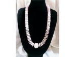 IMPORTANTE BELLISSIMA COLLANA A RONDELLE E BOULLES IN QUARZO ROSA E ARGENTO.