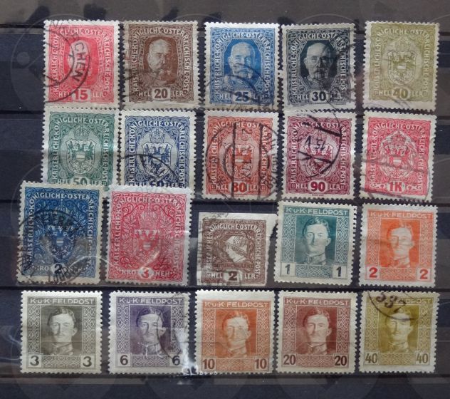AUSTRIA 1910-1919 Lotto di 97 francobolli - Foto 2