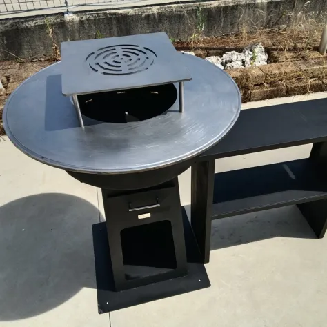 Barbecue Braciere Artigianale Ø90cm con Piastra Plancha - Foto 7