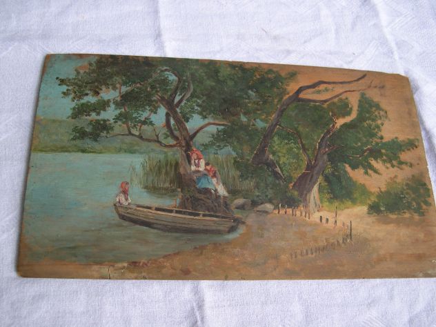 Antico quadro dell'800, dipinto ad olio su tavoletta dell’800 - Foto 8
