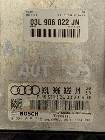CENTRALINA MOTORE AUDI A4 Avant (8K5) 03L906022JN 0281015318 CAG diesel 1968 (0815) - Foto 2