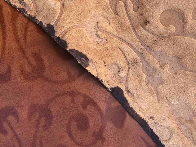 Pelle a vacchetta floreale cognac per artigianato - Foto 4