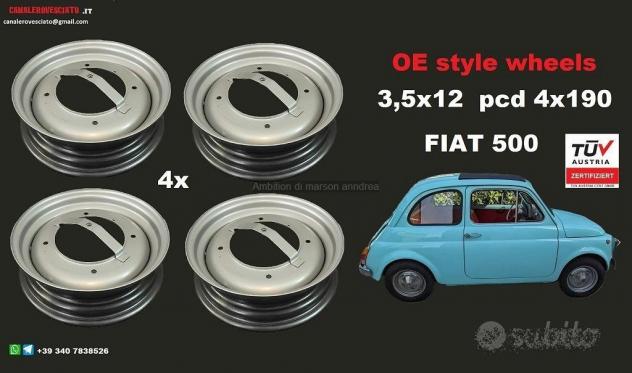 Cerchi ACCIAIO FERRO 12 pollici fiat 500 epoca
