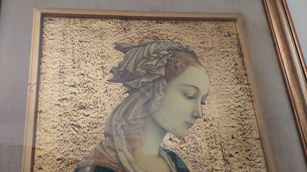 Madonna da Fra Filippo Lippi stampa su tavola,sfondo decorato foglia d'oro - Foto 6