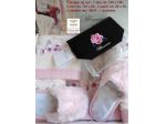 BLUMARINE SET SPUGNE COMPLETO BAGNO RICAMO FARFALLE E FIORI 9 PEZZI