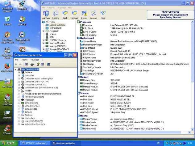 Windows XP pro 32 bit SP3 Notebook HP Compaq NX 9020 Alimentatore Intel 14.2" - Foto 2