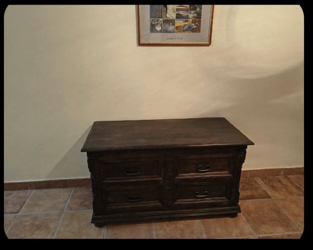 Antica Cassapanca / Comò Madia Lucana in Noce - Fine '800 - Legno Massello