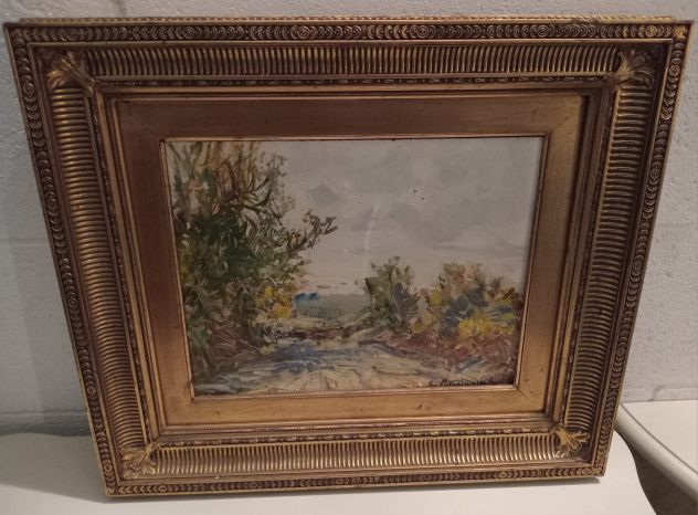 QUADRO PAESAGGIO CON CORNICE DI ANTIQUARIATO FIRMATO - Foto 5