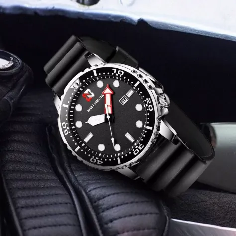 Orologio Sportivo Impermeabile Uomo Silicone Quarzo Calendario