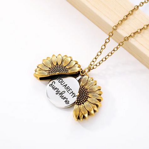 COLLANA DEDICA CIONDOLO GIRASOLE SUNSHINE INSCRIPTION SUNFLOWER PENDANT NECKLACE - Foto 2