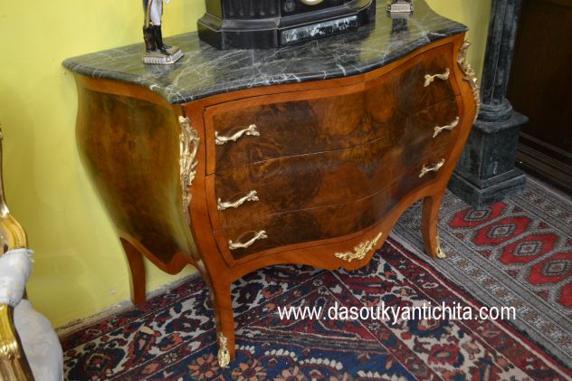 Comò bombato a tre cassetti stile Luigi XV cm. 123 - Foto 7