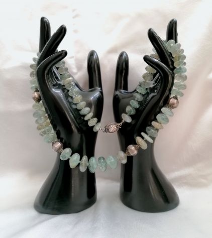BELLISSIMA COLLANA DI QUARZO IALINO (CRISTALLO DI ROCCA) E ARGENTO STILE ETNICO. - Foto 4