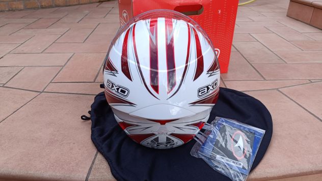 Casco integrale moto rosso grigio bianco Axo Goblin Wave Helmet tg. XL - Foto 3