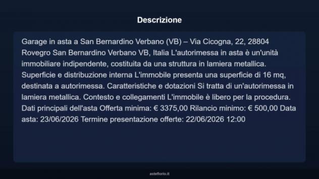 Immobile in asta di 16 m² in vendita a San Bernardino Verbano - Foto 3