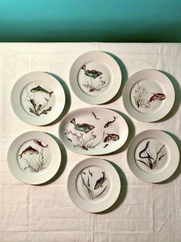 Servizio da Pesce Vintage Porcellana Bavaria Tirschenreuth (7 Pz) - Prezzo Tratt