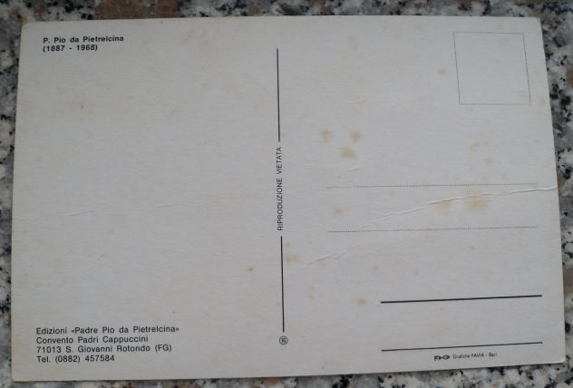 VECCHIA CARTOLINA DI PADRE PIO - NON VIAGGIATA - - Foto 2