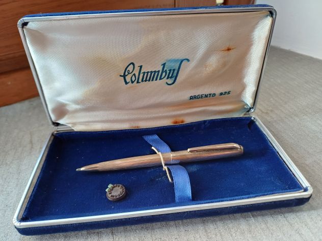 COLUMBUS PENNA A SFERA IN ARGENTO 925, anni '70. - Foto 2