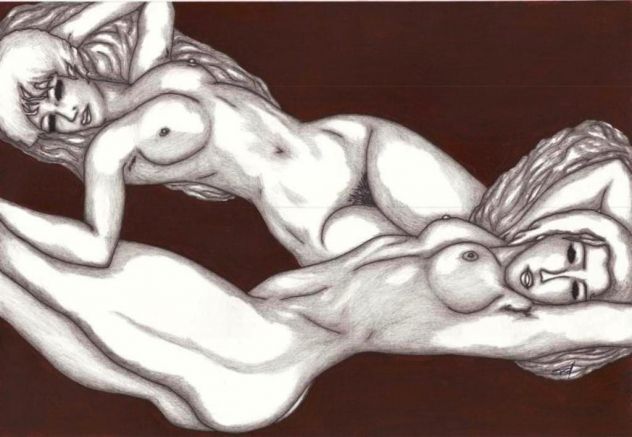 Dipinti e disegni nudo artistico bn e colori 35 x 50 cm