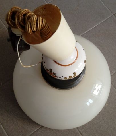 Lampadario in Vetro e Ceramica con attacco per lampadine E 27 diametro campana 3 - Foto 2