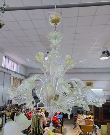 LAMPADARIO DI MURANO - TONI CRISTALLO/AMBRA