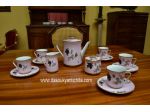 Servizio da caffè da sei in porcellana rosa di Sevres anni 50/60