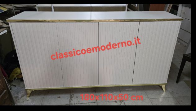 Credenza cannettata avorio chiaro e oro su misura con spedizione - Foto 2