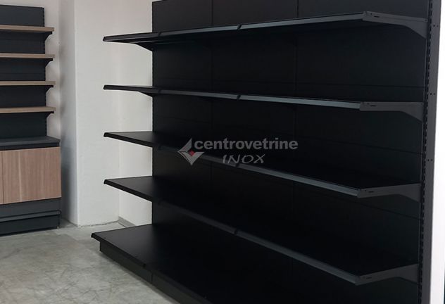 SCAFFALE IN FERRO NERO DA 303 CON PIANO BASE 50 E PIANI DA 40 - Foto 7