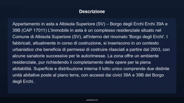 Immobile in asta di 120 m², box auto doppio in vendita a Albisola Superiore - Foto 2