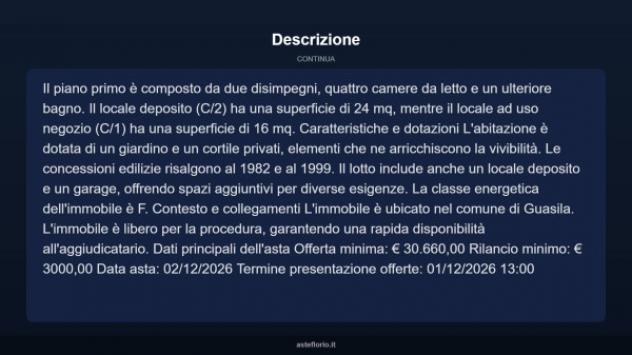 Immobile in asta di 98 m² con più di 5 locali e box auto in vendita a Guasila - Foto 14