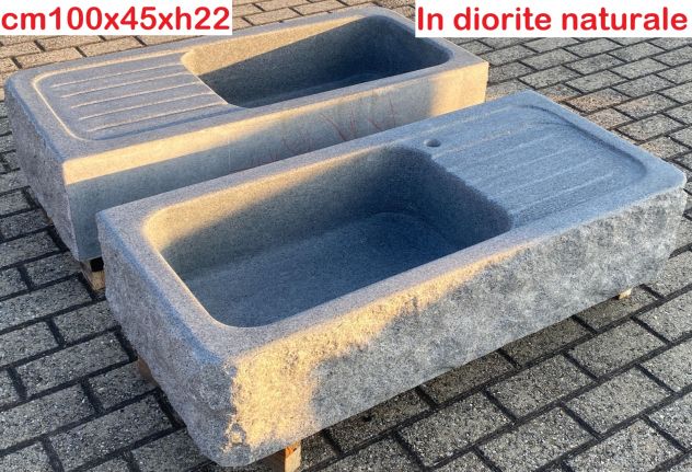Lavello lavandino per cucina in pietra granito beige 100x45cm - Foto 5