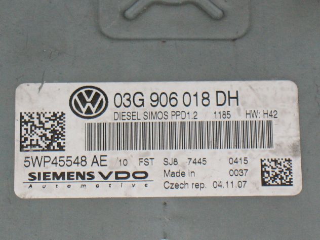 03G906018DH ECU GOLF PASSAT AUDI SIMOS PPD1.2 03G906018DH HW:H42 5WP45548AE - Foto 2