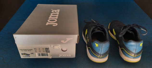 SCARPE BAMBINO DA CALCETTO JOMA JUNIOR TOLED JR2303 NAVY/YELLOW/INDOOR T35 USATE - Foto 3