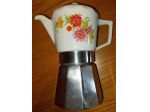 Caffettiera moka Linda Espress, nuova, con decorazioni floreali.