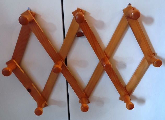 attaccapanni a fisarmonica in legno naturale h 45 - Foto 2