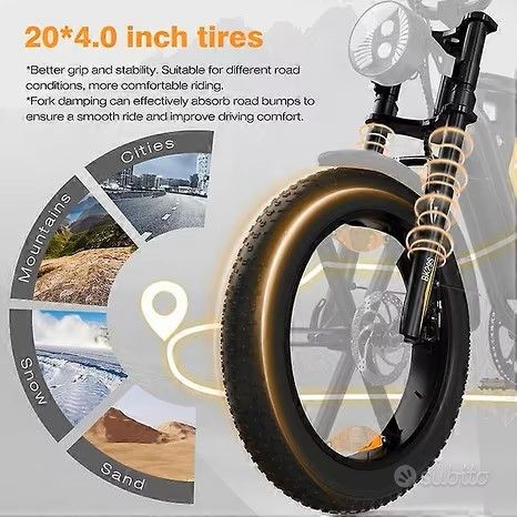 FAT BIKE HITWAY BK29S 48V DOPPIA BATTERIA NUOVO - Foto 5