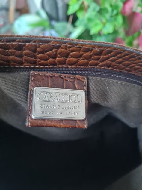 Borsa Vintage Capaccioli in pelle marrone di camoscio da spalla con design - Foto 3