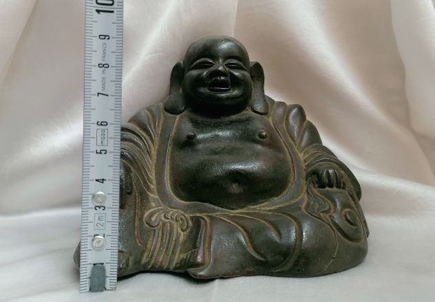 RARO ANTICO BUDDHA CINESE IN BRONZO, EPOCA FINE 1800 / INIZIO 1900. - Foto 9