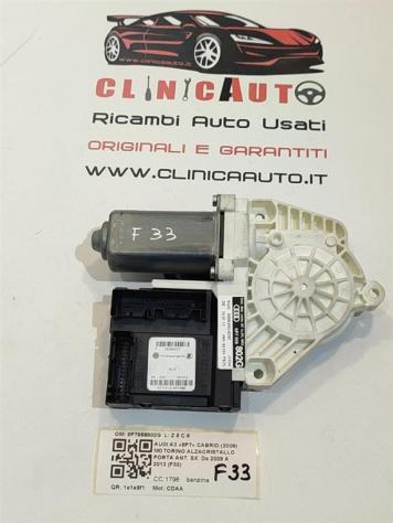 MOTORINO ALZAVETRO ANTERIORE SINISTRO AUDI A3 Cabriolet Serie (8P7) 8P7959802G CDAA (0813)