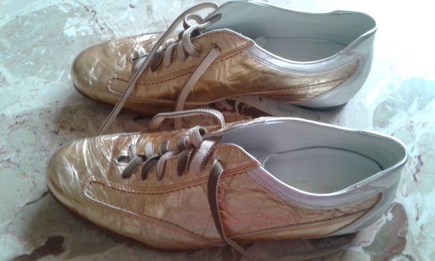 Scarpe vera pelle oro e argento Renato Angi Venezia nuove 39/40