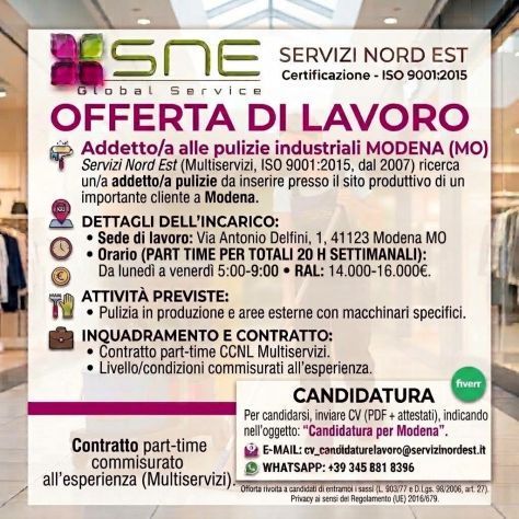 PULIZIE INDUSTRIALI MODENA