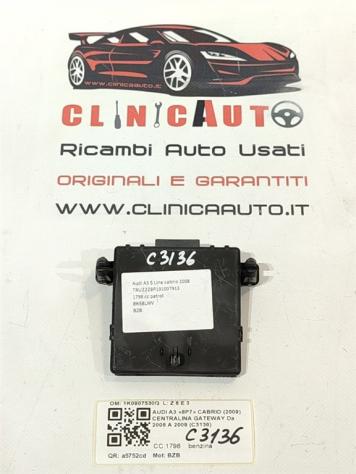 CENTRALINA GATEWAY AUDI A3 Cabriolet Serie (8P7) 1K0907530Q BZB benzina 1798 (0813) - Foto 2