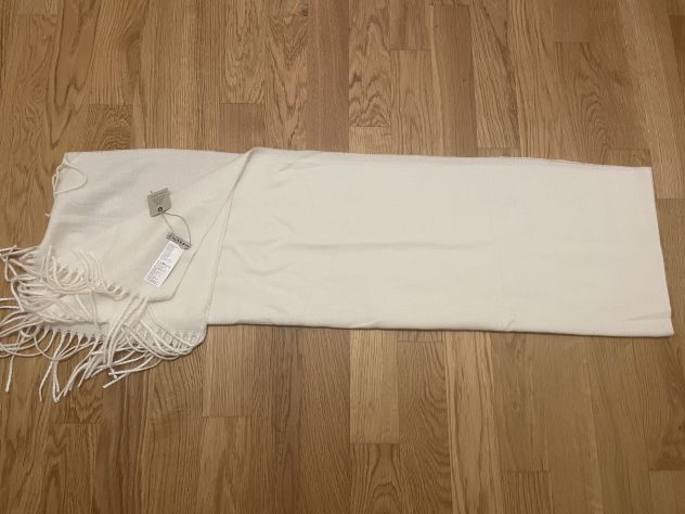 J.Hart & Bros sciarpa sfrangiata uomo, bianco caldo